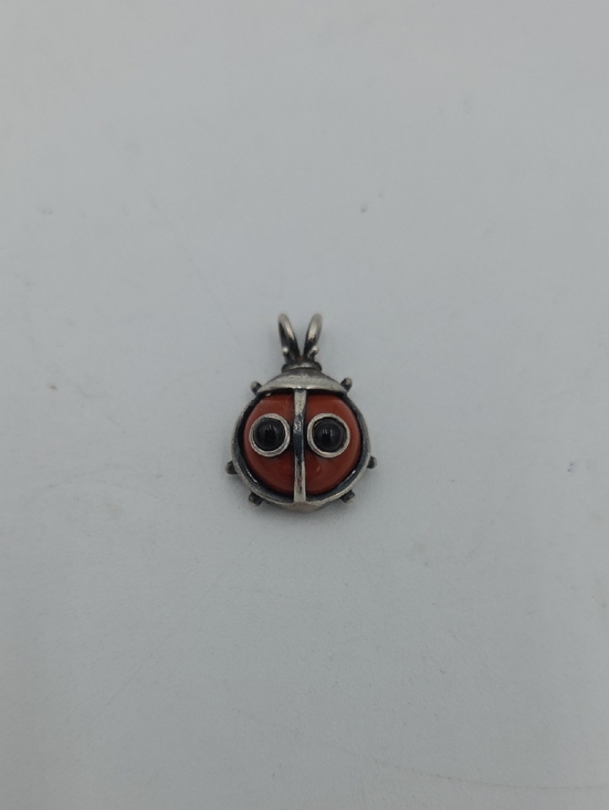 Jewelry - Sterling Silver Jasper and Onyx Ladybug Pendant Charm
